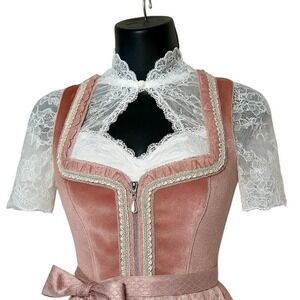 New Large‎ White Lace Dirndl Blouse Keyhole Neck Vneck Top Shirt Oktoberfest